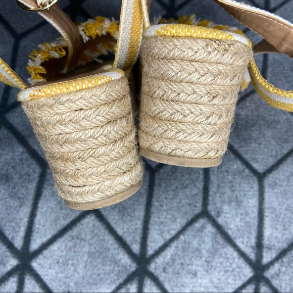 Qupid Yellow Striped Platform Boho Espadrilles - Picture 5 of 5